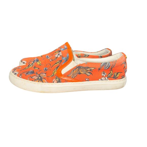Sam Edelman Pixie Slip On Sneakers Women's Size 8 M Orange Floral Shoes - Picture 1 of 8